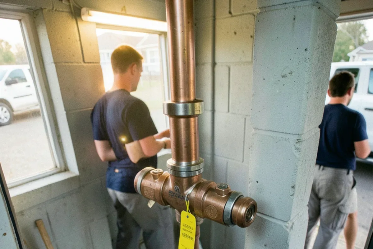 Reduced pressure backflow assembly on the water entry of a light-industrial building