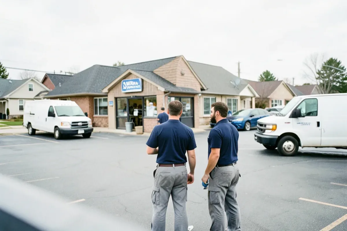 Strip center storefronts on a commercial corridor in Macomb County